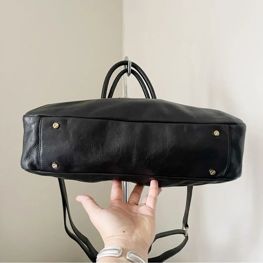 Tory Burch Black Holland Satchel Handbag Leather preowned